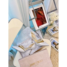 Jimmy Choo New Pearl Patent Leather High Heels For Women Silver