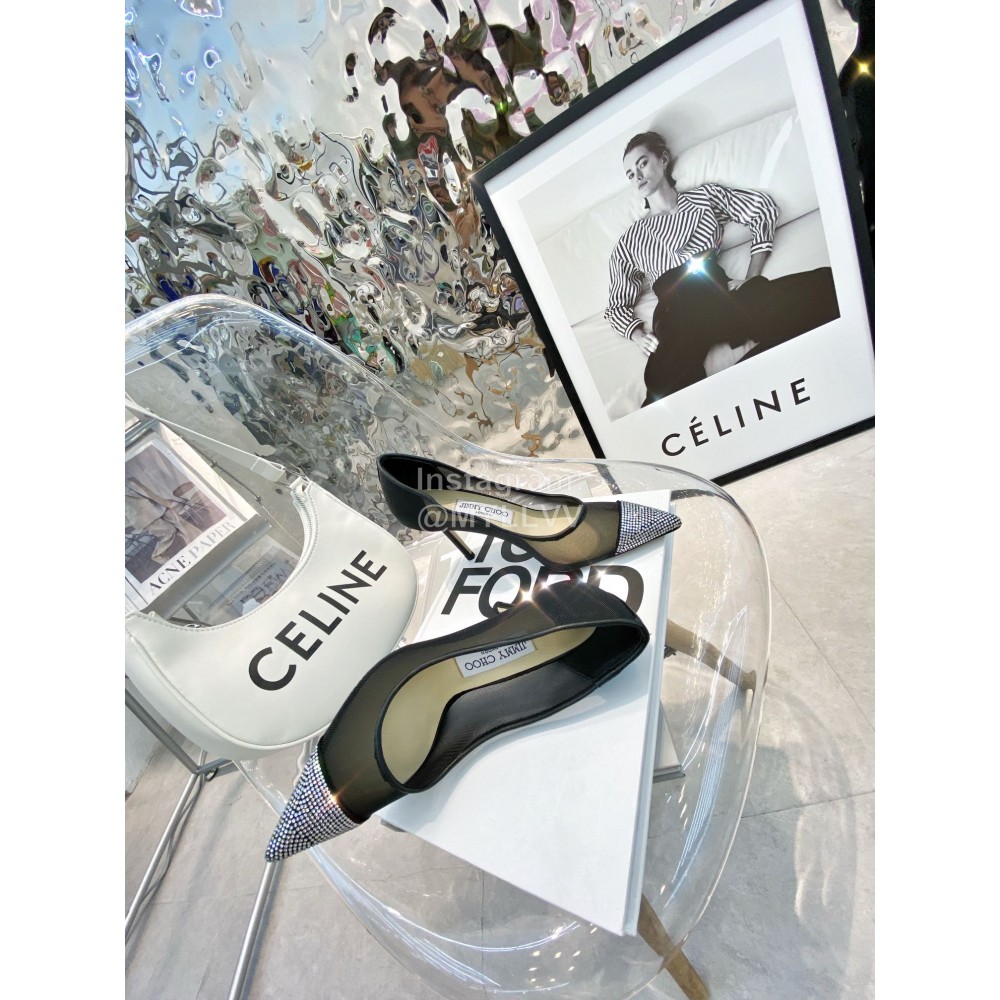 Jimmy Choo Fashion Mesh Diamond Pointed High Heels For Women 