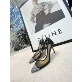 Jimmy Choo Fashion Mesh Diamond Pointed High Heels For Women 