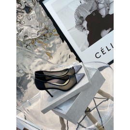 Jimmy Choo Fashion Mesh Diamond Pointed High Heels For Women 