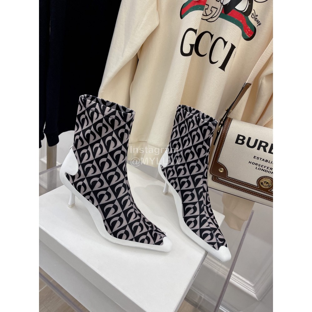 Jimmy Choo Co Branded Marine Serre Cowhide Elastic Cloth Boots