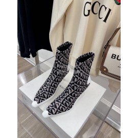 Jimmy Choo Co Branded Marine Serre Cowhide Elastic Cloth Boots