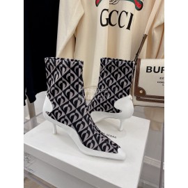 Jimmy Choo Co Branded Marine Serre Cowhide Elastic Cloth Boots