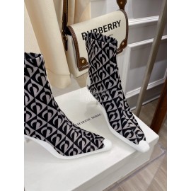 Jimmy Choo Co Branded Marine Serre Cowhide Elastic Cloth Boots