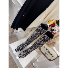 Jimmy Choo Co Branded Marine Serre Cowhide Elastic Cloth Long Boots