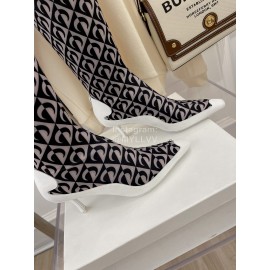 Jimmy Choo Co Branded Marine Serre Cowhide Elastic Cloth Long Boots