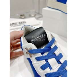 Jimmy Choo Co Branded Eric Haze Cowhide Canvas Sneakers Blue