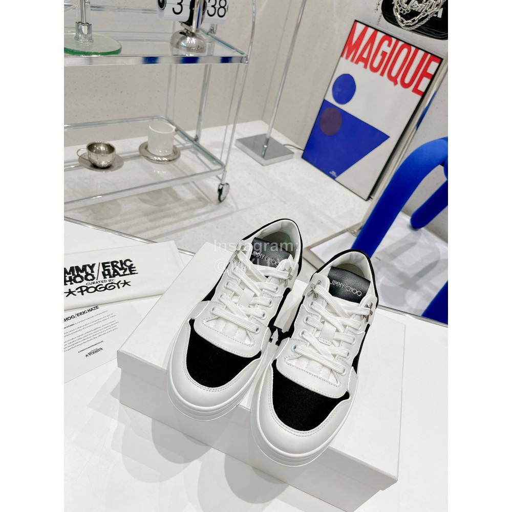 Jimmy Choo Co Branded Eric Haze Cowhide Canvas Sneakers Black