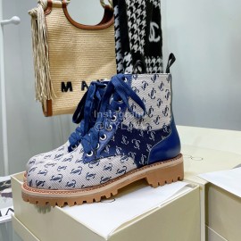 Jimmy Choo Cowhide Lace Up Short Boots For Women Blue