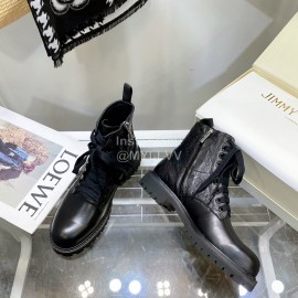 Jimmy Choo Cowhide Lace Up Short Boots For Women Black
