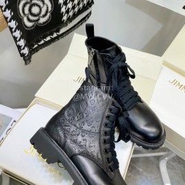 Jimmy Choo Cowhide Lace Up Short Boots For Women Black