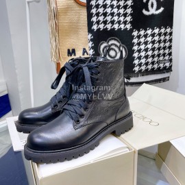 Jimmy Choo Cowhide Lace Up Short Boots For Women Black