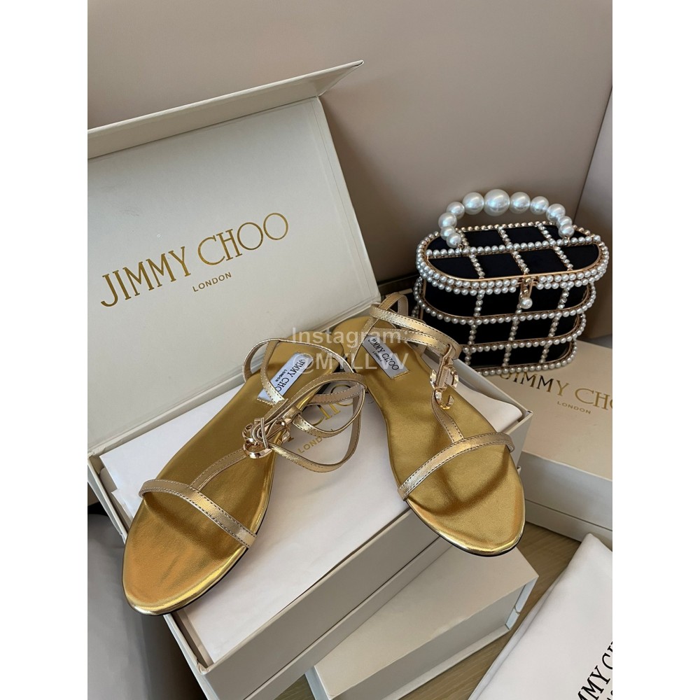 Jimmy Choo Fashion Leather Sandals For Women Gold
