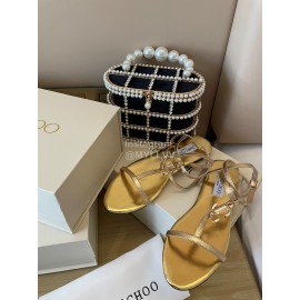 Jimmy Choo Fashion Leather Sandals For Women Gold