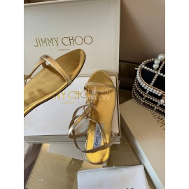 Jimmy Choo Fashion Leather Sandals For Women Gold