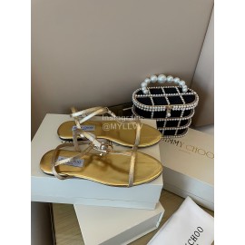 Jimmy Choo Fashion Leather Sandals For Women Gold
