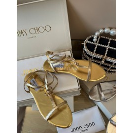 Jimmy Choo Fashion Leather Sandals For Women Gold