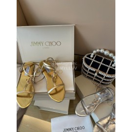 Jimmy Choo Fashion Leather Sandals For Women Gold
