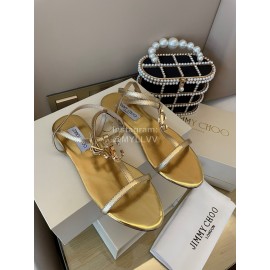 Jimmy Choo Fashion Leather Sandals For Women Gold