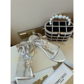 Jimmy Choo Fashion Leather Sandals For Women Silver