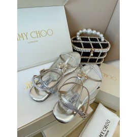 Jimmy Choo Fashion Leather Sandals For Women Silver