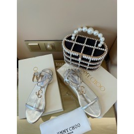 Jimmy Choo Fashion Leather Sandals For Women Silver