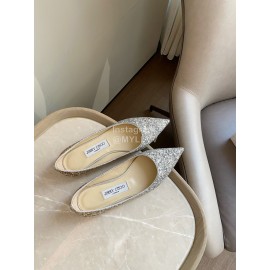 Jimmy Choo Fabric Content Pointed Flat Heels For Women Silver