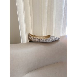 Jimmy Choo Fabric Content Pointed Flat Heels For Women Silver