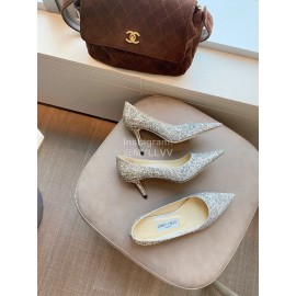 Jimmy Choo Fabric Content Pointed Flat Heels For Women Silver