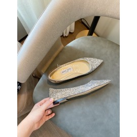 Jimmy Choo Fabric Content Pointed Flat Heels For Women Silver
