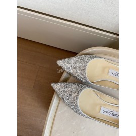 Jimmy Choo Fabric Content Pointed Flat Heels For Women Silver