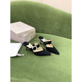 Jimmy Choo Marta Velvet High Heeled Slippers For Women Black