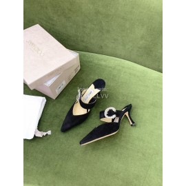 Jimmy Choo Marta Velvet High Heeled Slippers For Women Black