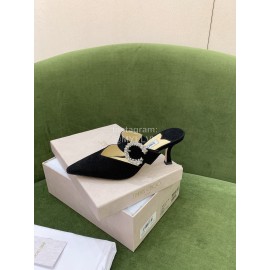 Jimmy Choo Marta Velvet High Heeled Slippers For Women Black