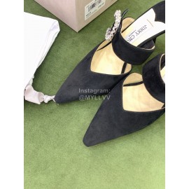 Jimmy Choo Marta Velvet High Heeled Slippers For Women Black