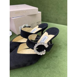 Jimmy Choo Marta Velvet High Heeled Slippers For Women Black