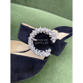 Jimmy Choo Marta Velvet High Heeled Slippers For Women Black