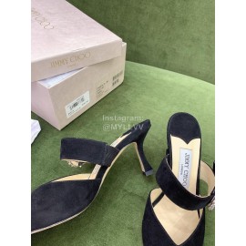 Jimmy Choo Marta Velvet High Heeled Slippers For Women Black