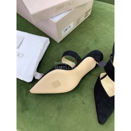 Jimmy Choo Marta Velvet High Heeled Slippers For Women Black