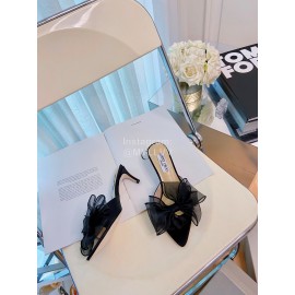 Jimmy Choo Fashion Bow High Heeled Slippers For Women Black