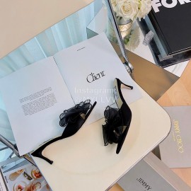 Jimmy Choo Fashion Bow High Heeled Slippers For Women Black