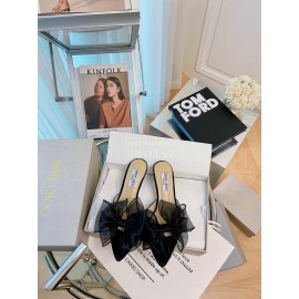 Jimmy Choo Fashion Bow High Heeled Slippers For Women Black