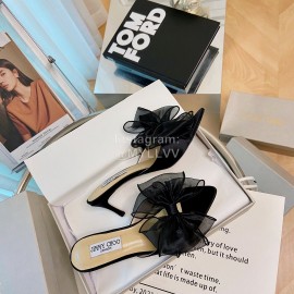 Jimmy Choo Fashion Bow High Heeled Slippers For Women Black