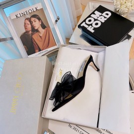 Jimmy Choo Fashion Bow High Heeled Slippers For Women Black