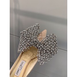 Jimmy Choo Mana Diamond Bow High Heels For Women Apricot