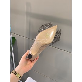 Jimmy Choo Mana Diamond Bow High Heels For Women Apricot