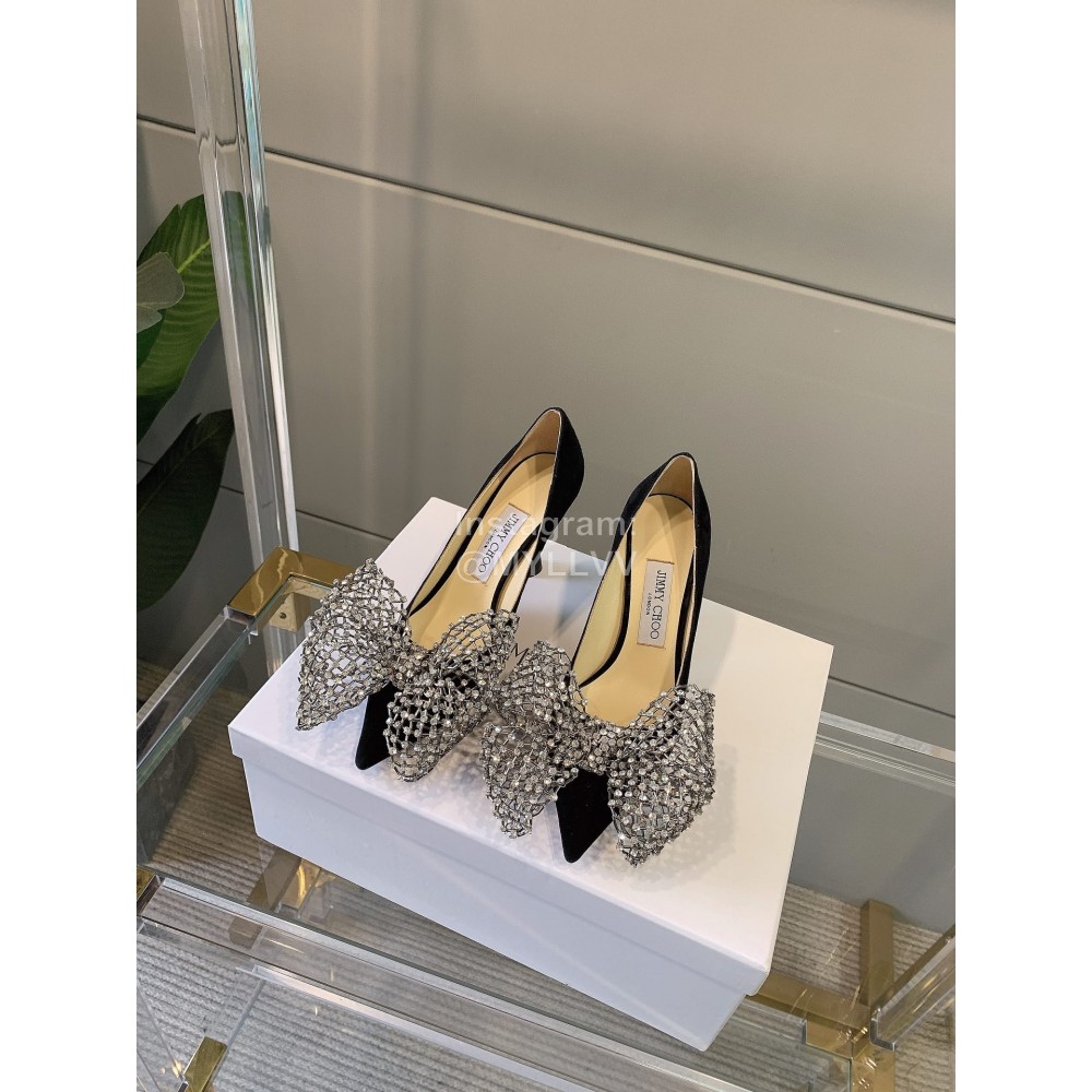 Jimmy Choo Mana Diamond Bow High Heels For Women Black