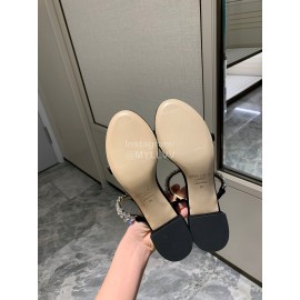 Jimmy Choo Diamond Velvet Leather Thick High Heeled Slippers For Women Black