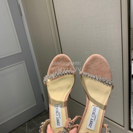 Jimmy Choo Diamond Velvet Leather Thick High Heeled Slippers For Women Apricot