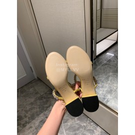 Jimmy Choo Diamond Velvet Leather Thick High Heeled Slippers For Women Yellow